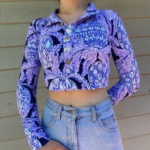 Lily Pulitzer funky paisley print henley long sleeve 💟 😇